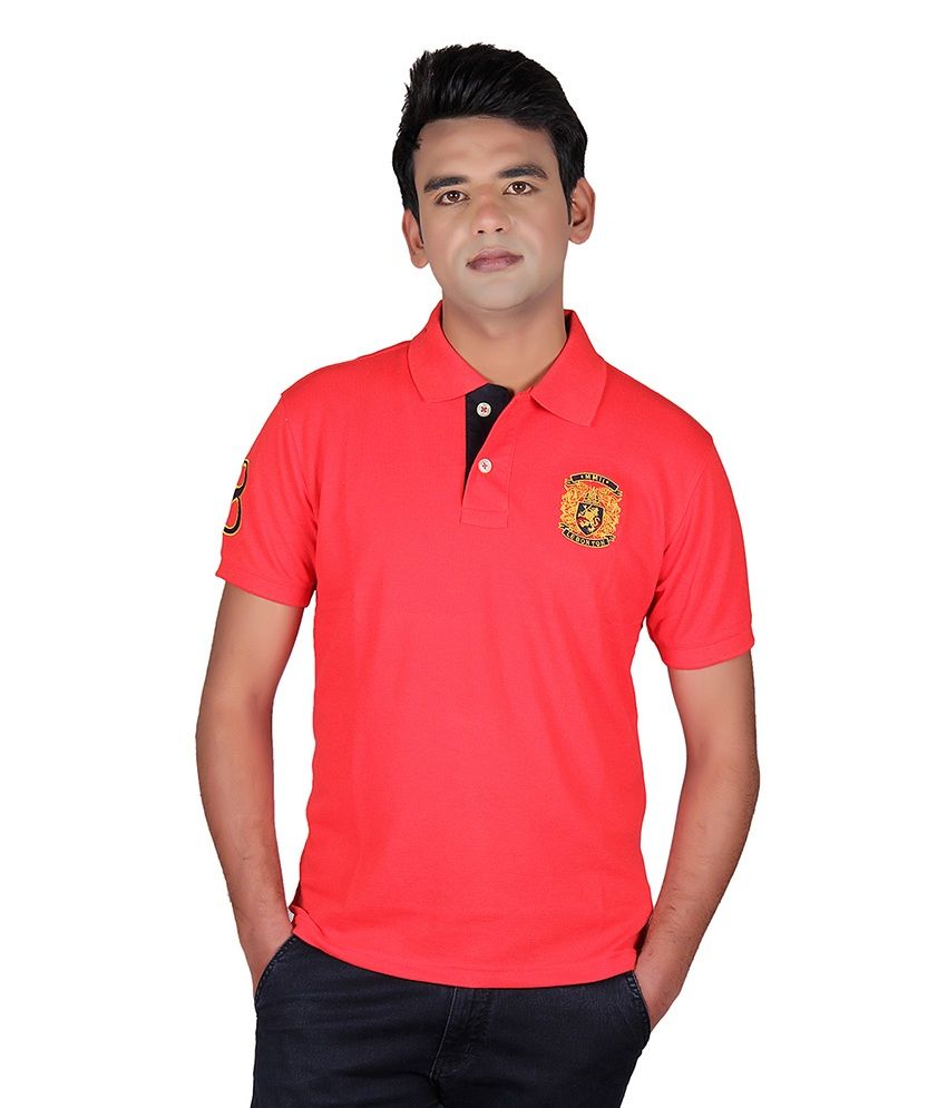 Le Bon Ton Red Half Sleeved Polo T-shirt