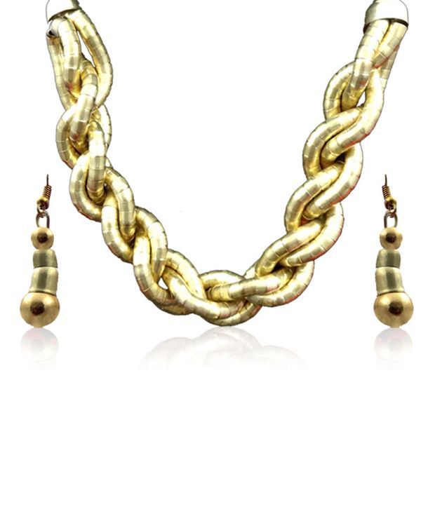 Swanvi Multicolour Contemporary Alloy Antique Dailywear Golden Chain Necklace Set available at snapdeal for Rs.150