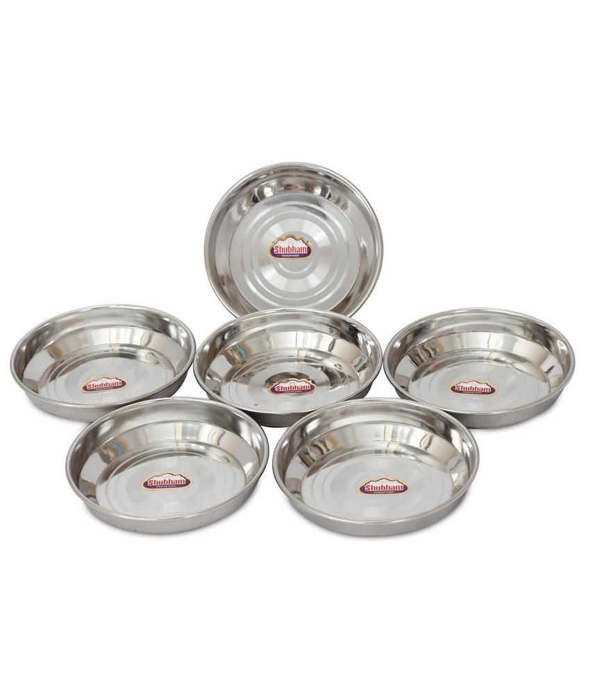 Off On Shubham Silver Stainless Steel Small Designer Dinner - Shubham Silver Stainless Steel Small Designer Dinner Plate Set ( off on shubham silver stainless steel small designer dinner - shubham silver stainless steel small designer dinner plate set (