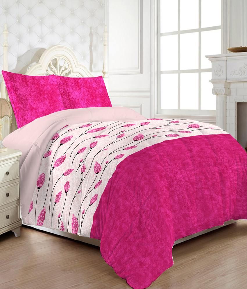 Buy Myck Pink Cotton Double Bed Sheet With 2 Pillow Covers on Snapdeal
