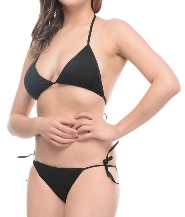 Ploomz Black Haulter Bra And String Panty Set available at snapdeal for Rs.349