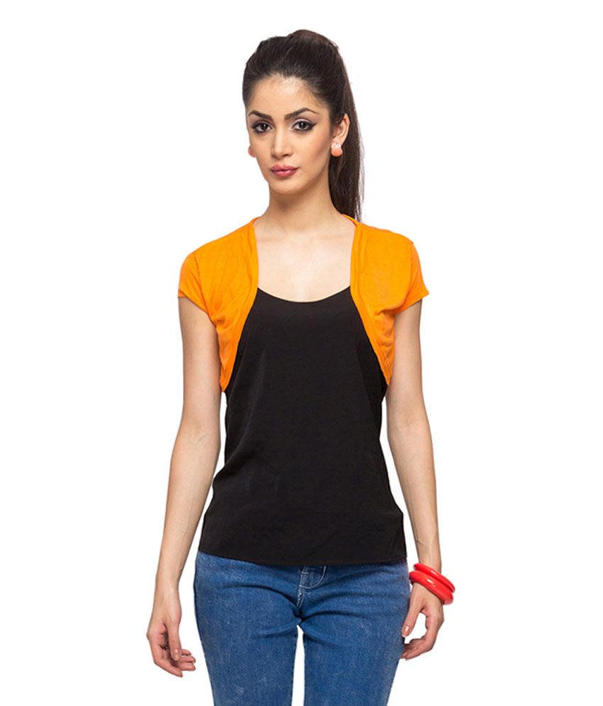 Alibi Viscose Half Sleeves Orange Shrug available at snapdeal for Rs.179