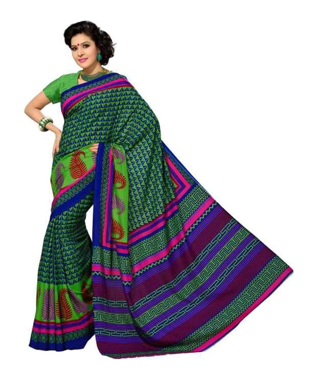 Vritika Green Art Crepe Plain Saree With Blouse Piece available at snapdeal for Rs.335