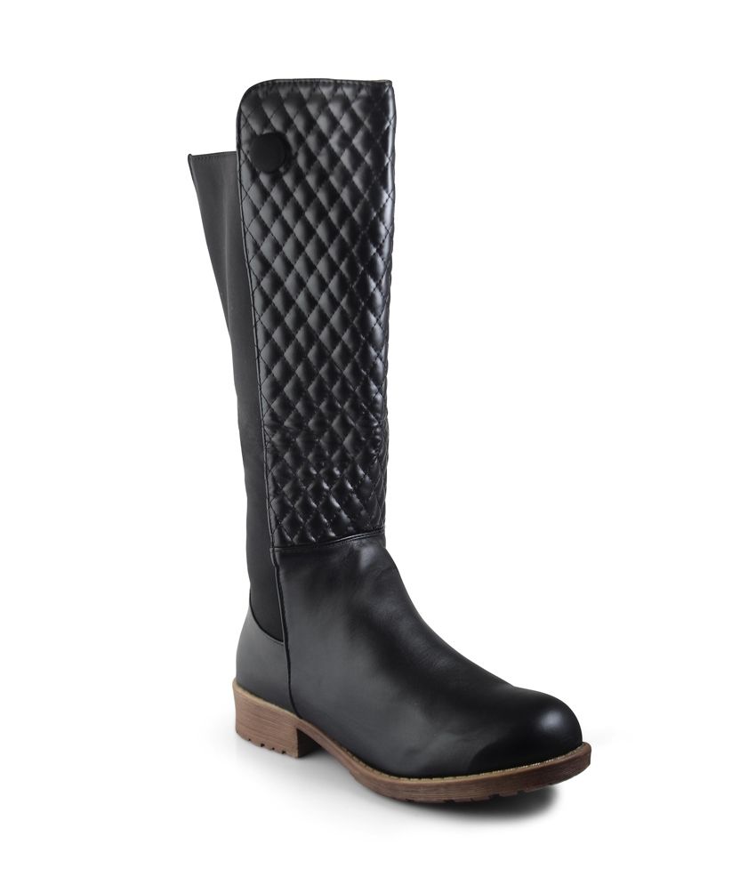 20dresses Black Faux Leather Calf Length boots For Women available at snapdeal for Rs.2295