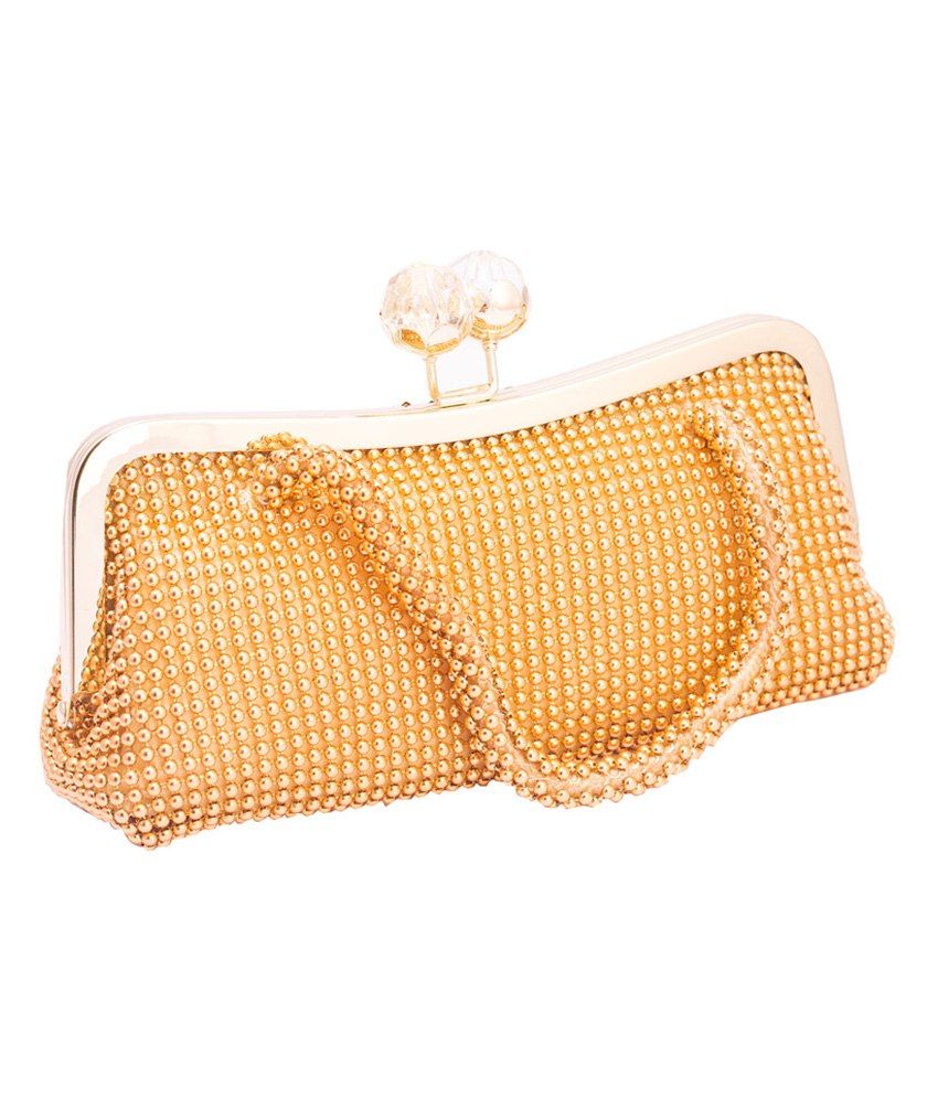45 OFF on Kleio Ethnic Moti Stone Clutch gold on Snapdeal