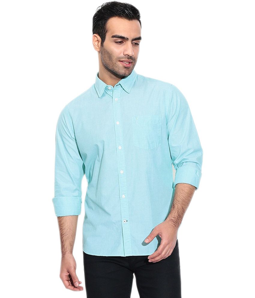 MR BUTTON MEN BLUE CASUAL SHIRT Price Comparison