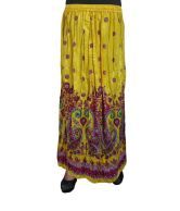 India Trendzs Yellow Cotton Printed Long Skirt