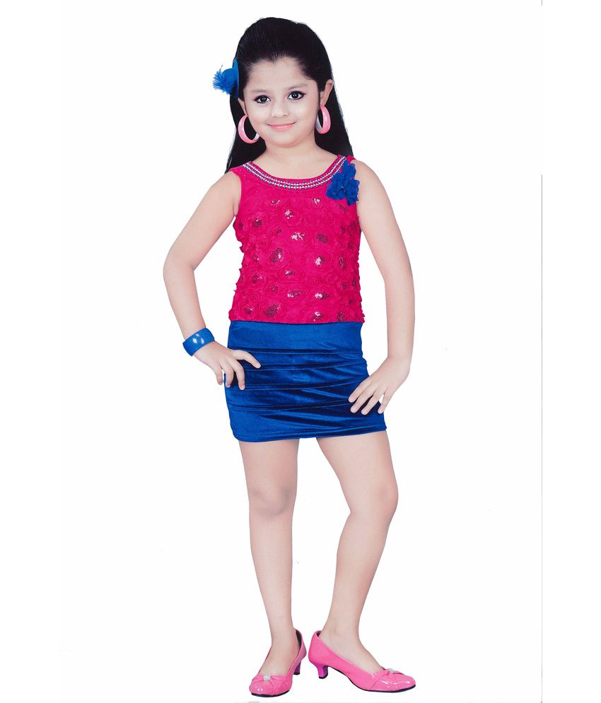 Kids Mini Pink Velvet Short Sleeveless Party Wear Frock available at snapdeal for Rs.1245