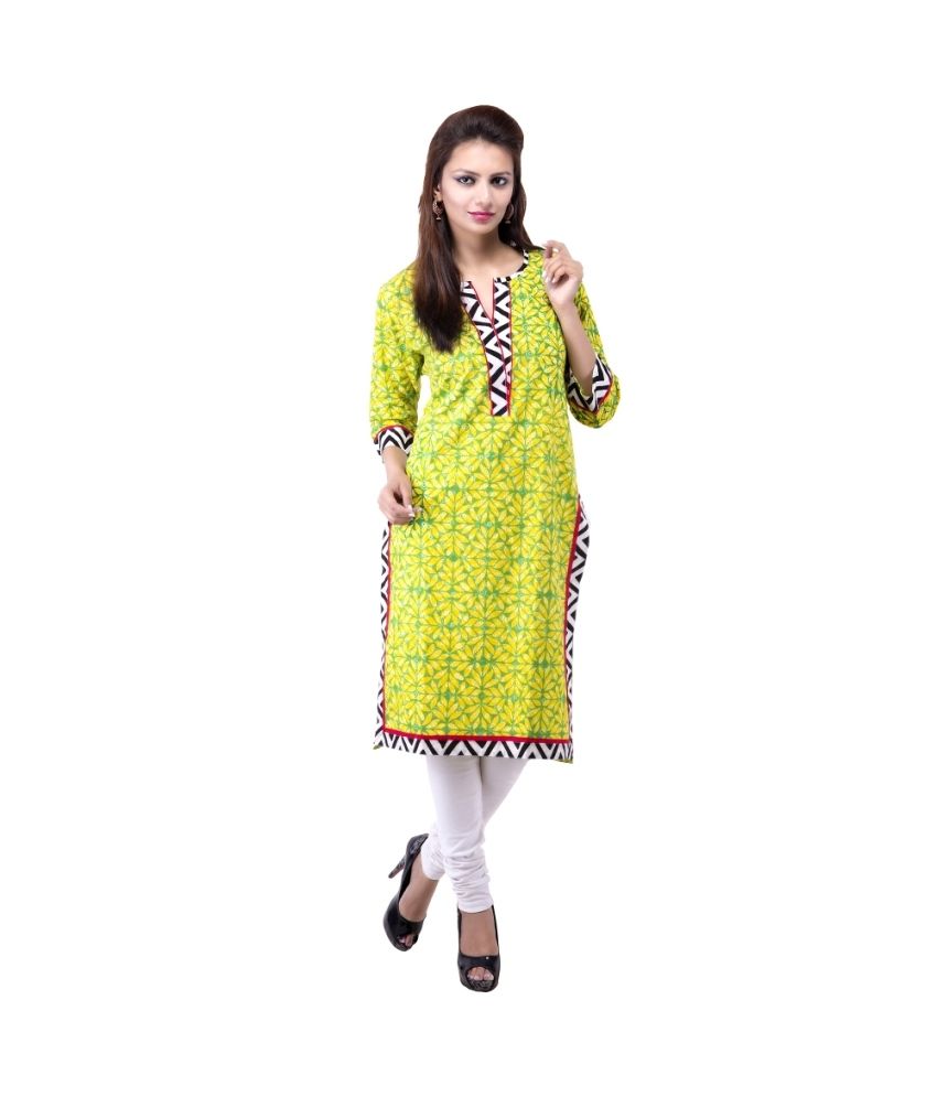 14% OFF on Rash Collection Yellow Cotton Kurti on Snapdeal