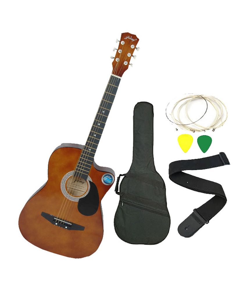 Jixing Brown Acoustic Guitar with Bag, Strings, Pick and Strap