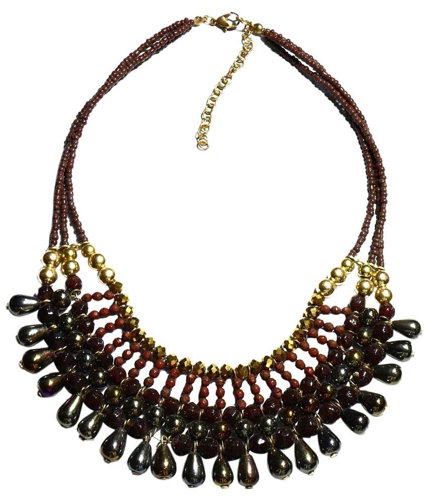 Beadworks Brown & Golden Rani Haar Necklace available at snapdeal for Rs.250