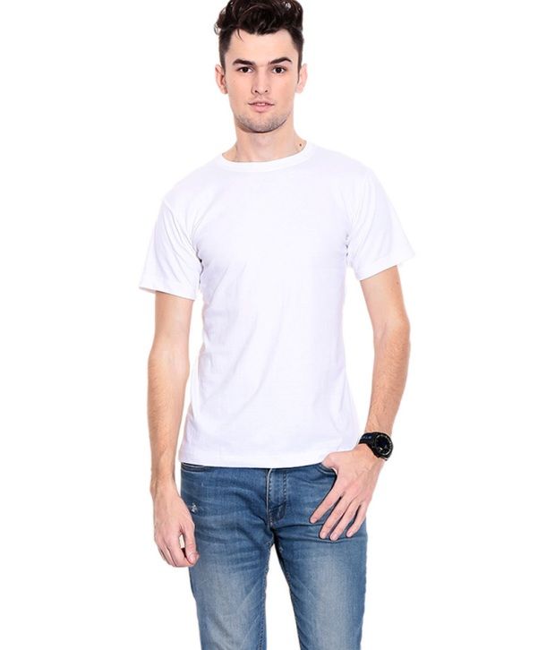 Dhilkrish Garments White Cotton Basics T-shirt available at snapdeal for Rs.205