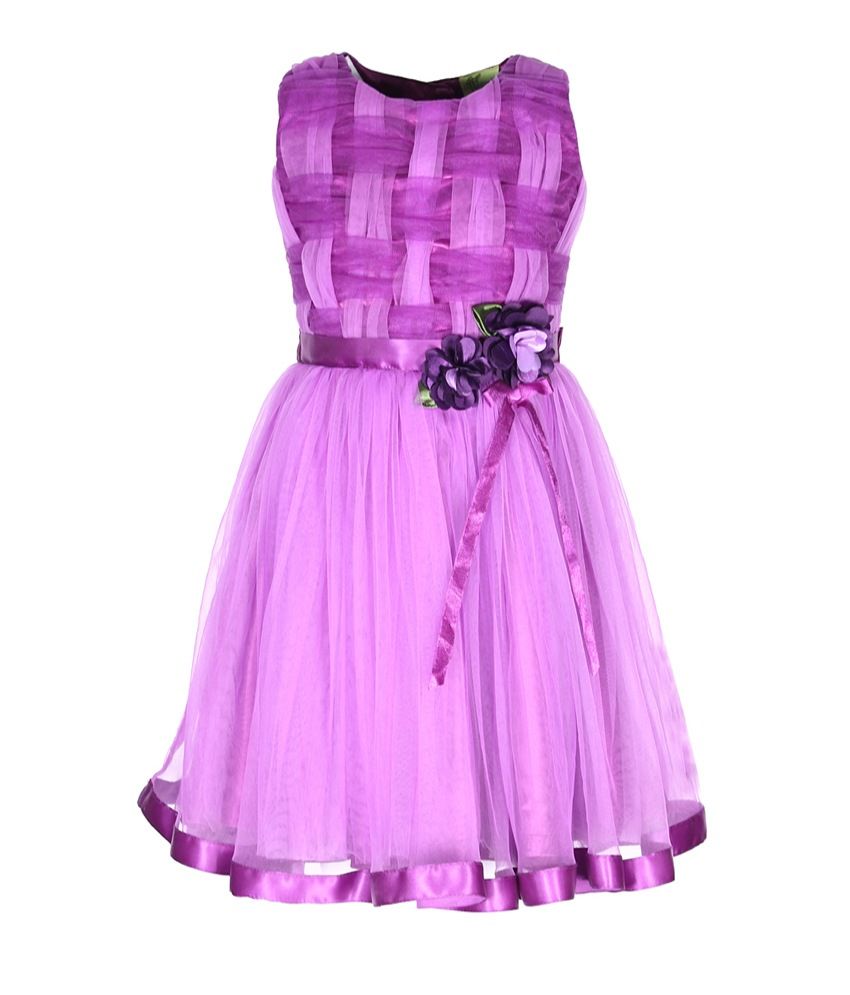 Cutecumber Purple Mesh Sleeveless Partywear Dress For Girls Buy