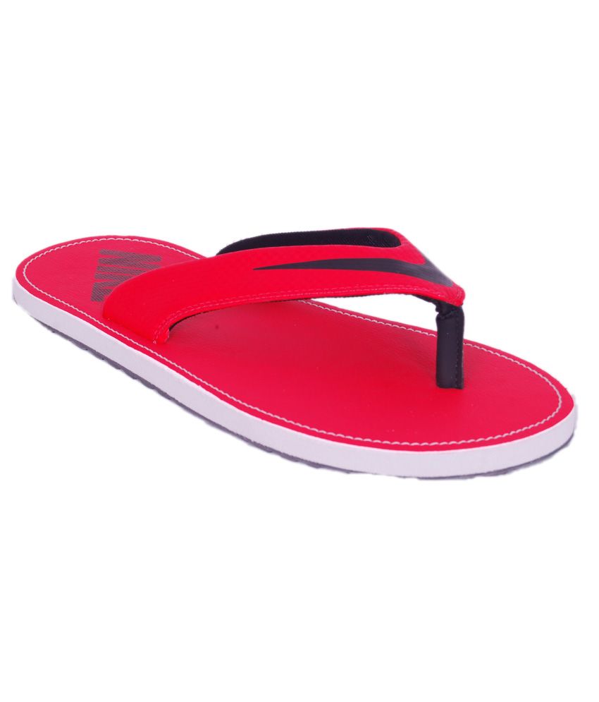 red and black nike flip flops