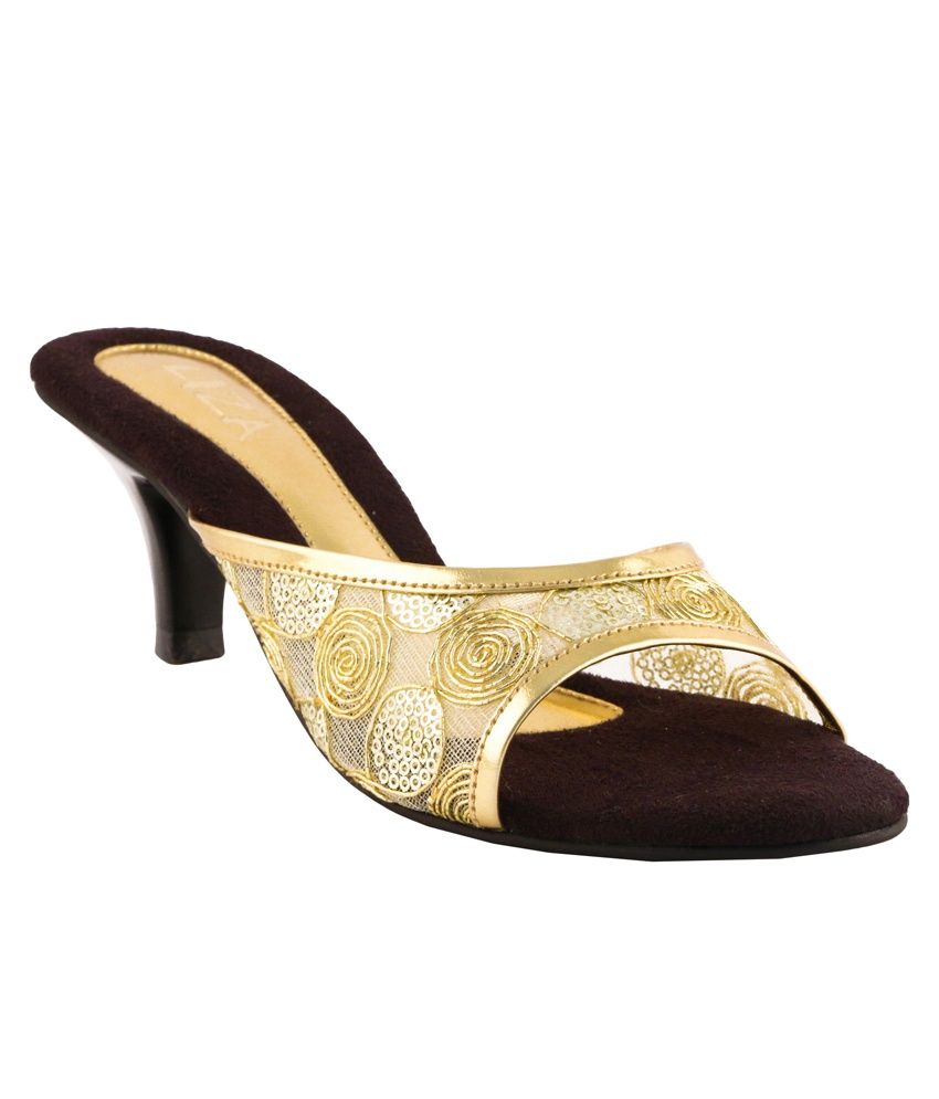 gold slip on heels