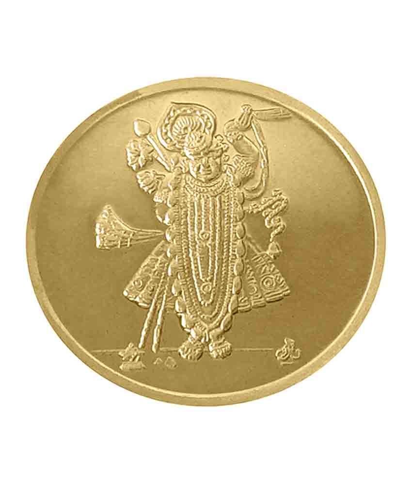 Lovebrightjewelry Shreenathji 24k Gold Plated On Pure 999 Sterling Silver Coin - 10 Grams