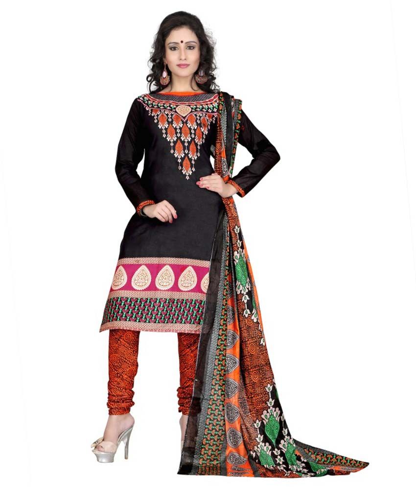 Kuki Fashion Multicoloured Cotton Printed Regular Suit Dress Material