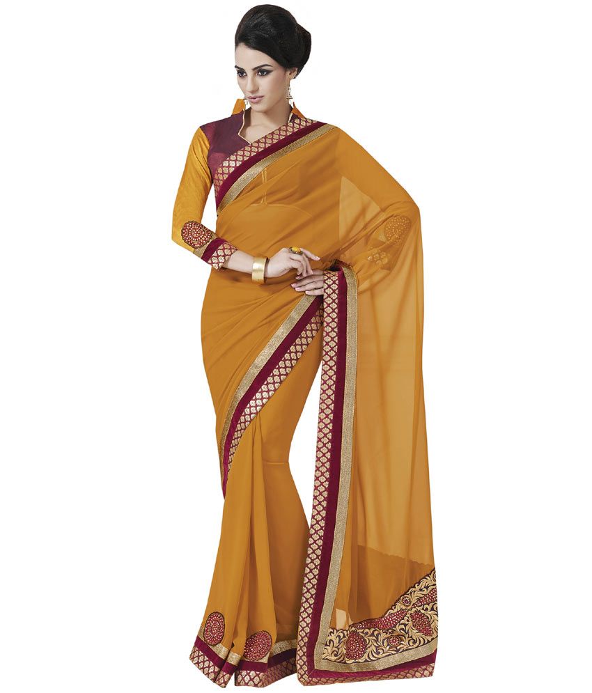 Bahubali Awesome Georgette Turmeric Designer Saree available at snapdeal for Rs.999