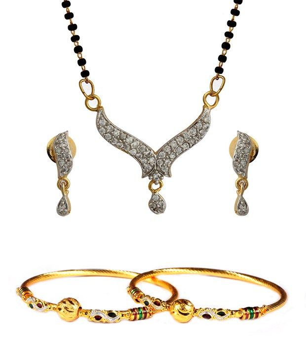 Luxor Golden Style Diva American Diamond Bangle Combo available at snapdeal for Rs.279