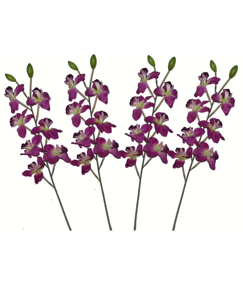 POLLINATION PURPLE CYMBIDIUM ORCHID ARTIFICIAL FLOWERS SET OF 4 Buy