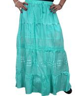 India Trendzs Blue Cotton Solids Long Skirt