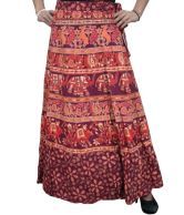 India Trendzs Red Cotton Printed Long Skirt
