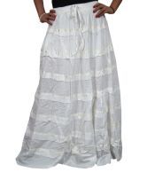 India Trendzs White Cotton Solids Long Skirt