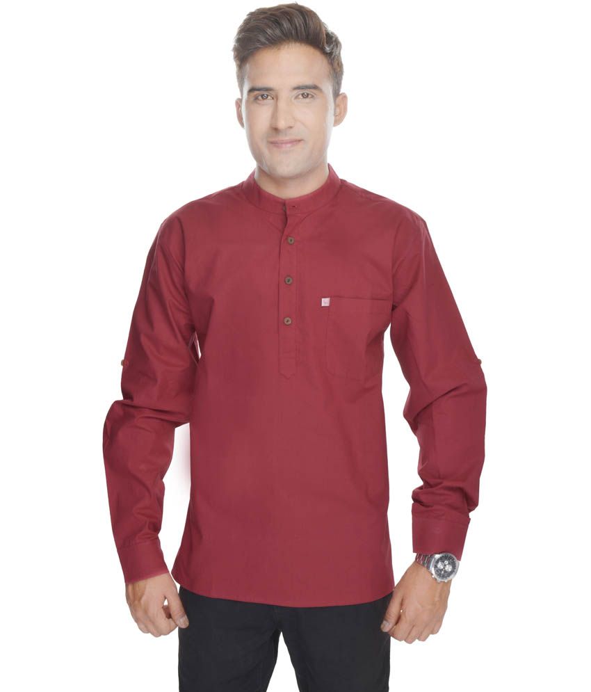 Kalrav Maroon Cotton Short Daily Kurta available at snapdeal for Rs.699