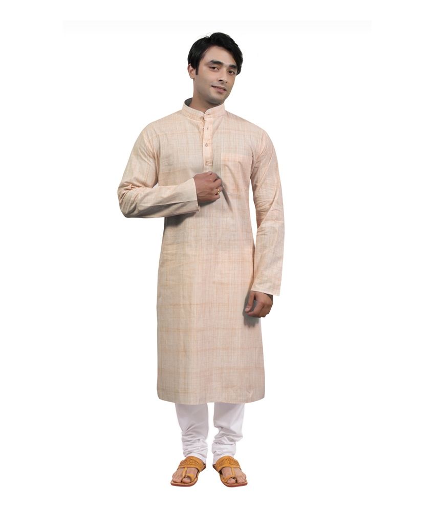 Rajwada Brown Ethnic Cotton Kurta Pajama Set