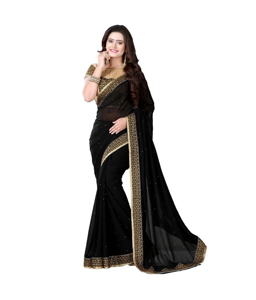 Tamanna Black Faux Georgette Saree