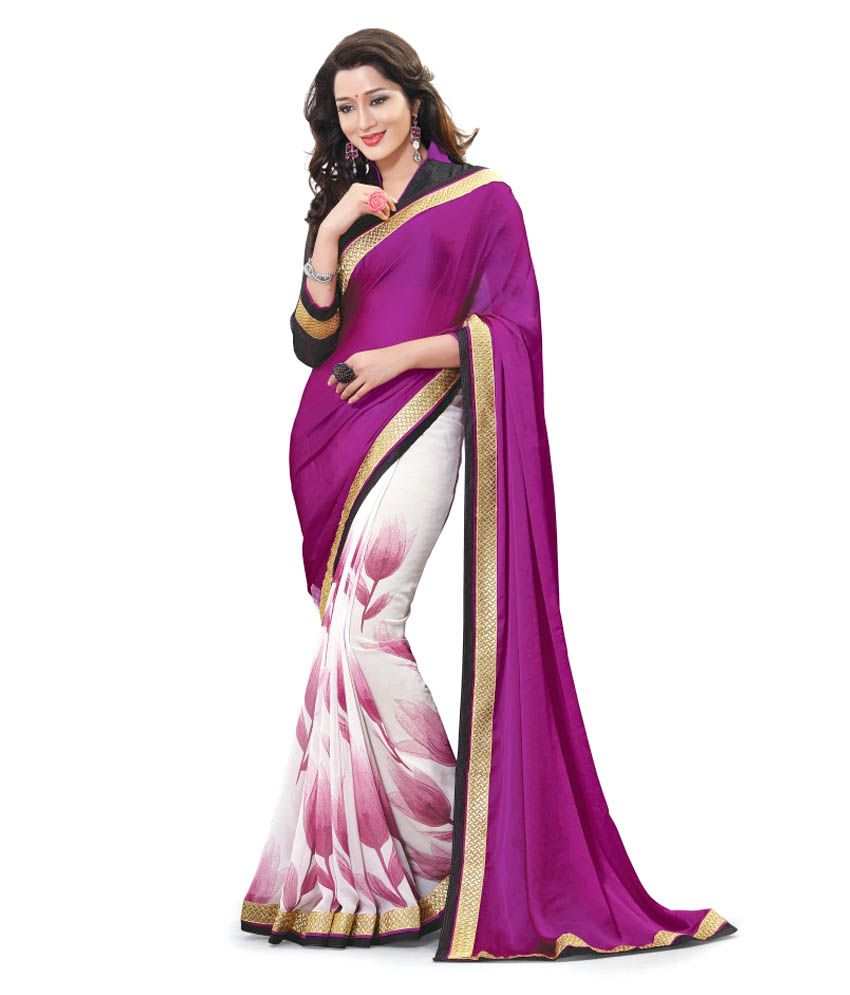 Madhupriya Purple Pure Chiffon Saree
