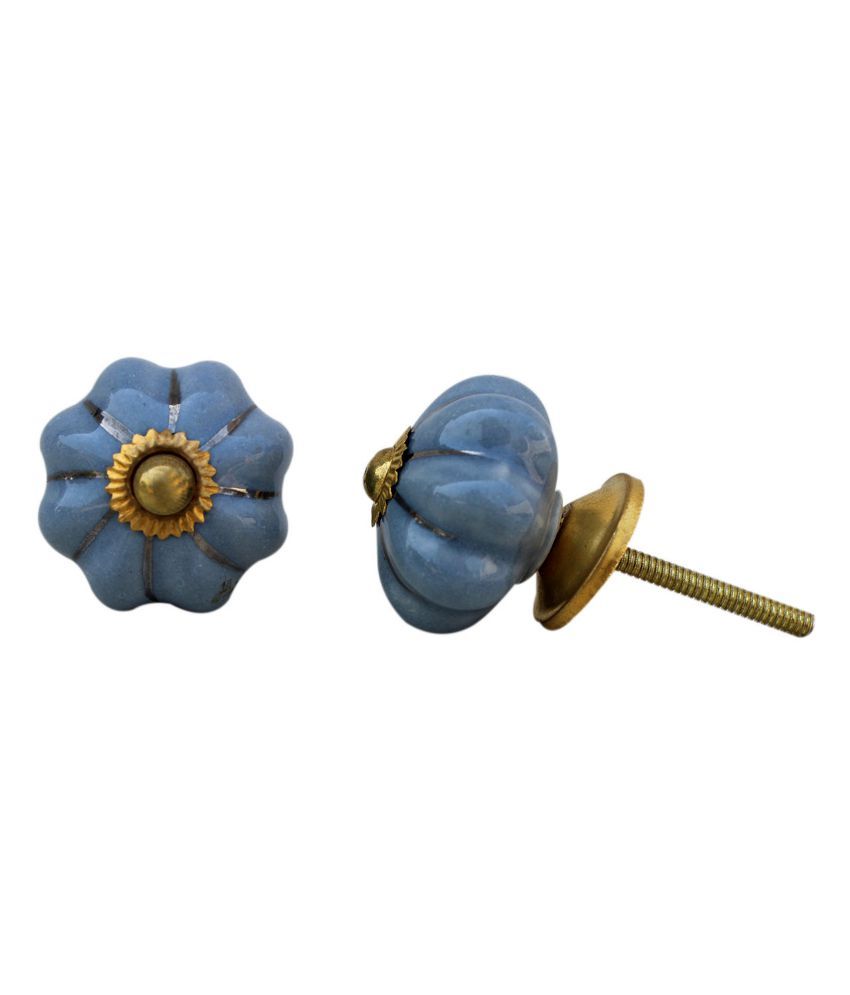 Indianshelf Pack Of 4 Grey Silver Line Medium Wardrobe Door Knob Drawer Almirah Handle Ceramic Online Pull Handmade Golden Finish available at snapdeal for Rs.345