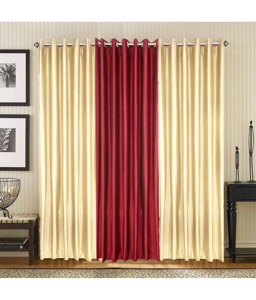 Shop24 Decor Solid Design Window Door Curtains (set Of 3)