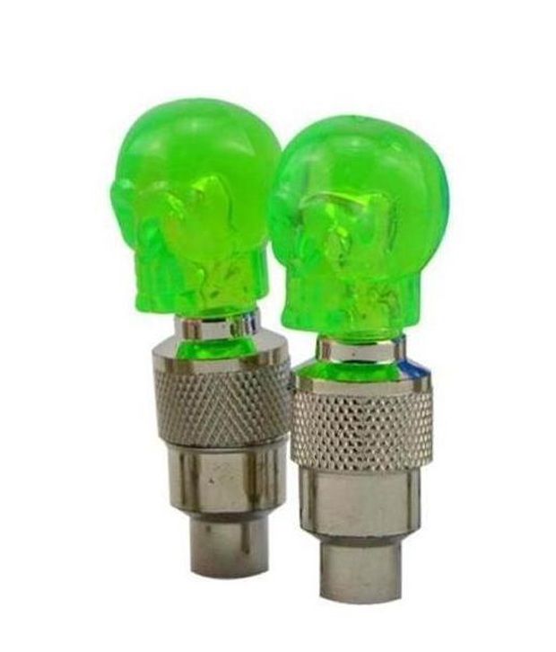 Spedy Green Skull Bike Tyre Led Motion Sensor For Bajaj Avenger 220 Dtsi - Set Of 2