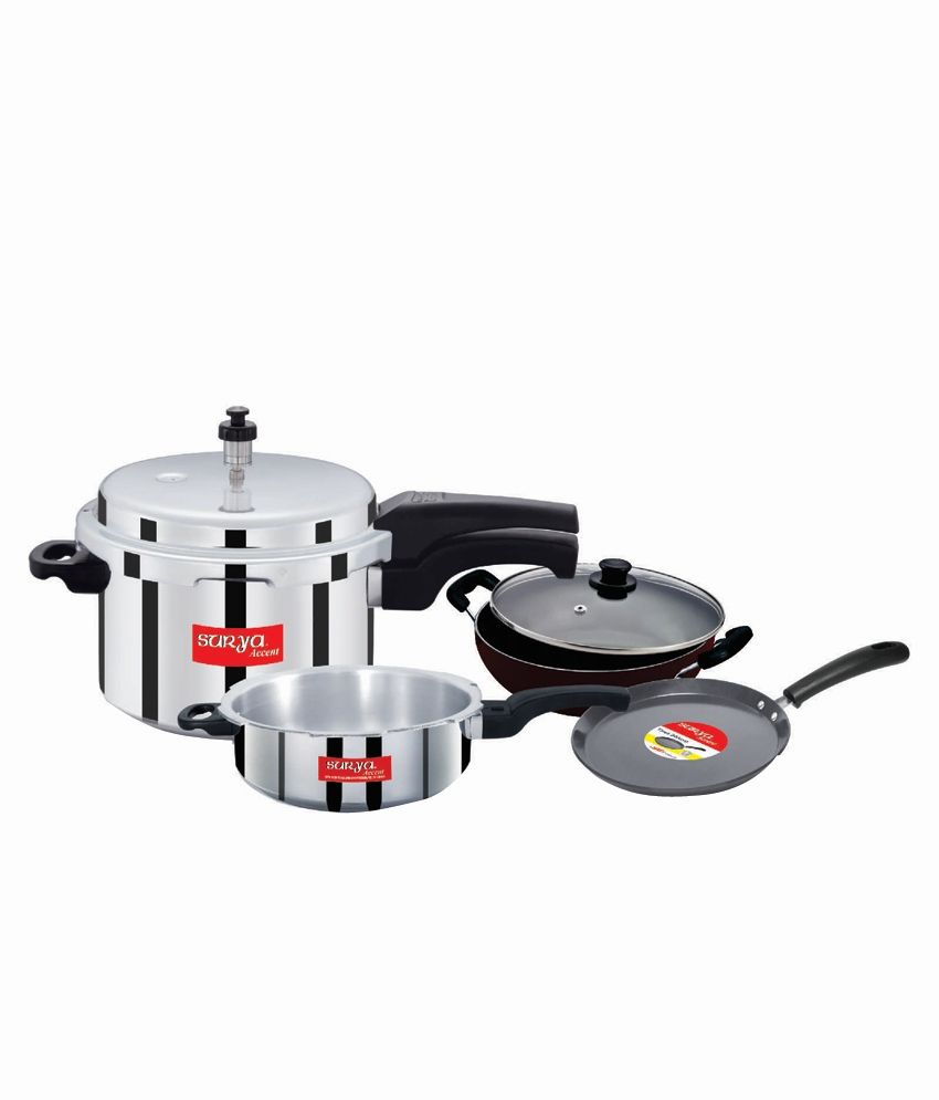Surya Accent Pressure Cooker(3ltr), Pressure Pan, Tawa 250 & Kadai 240 available at snapdeal for Rs.1369