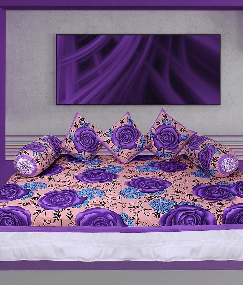 Grj India Ethnic Cotton Diwan Set 1 Diwan Bed Sheet 3 Cushion Covers 2