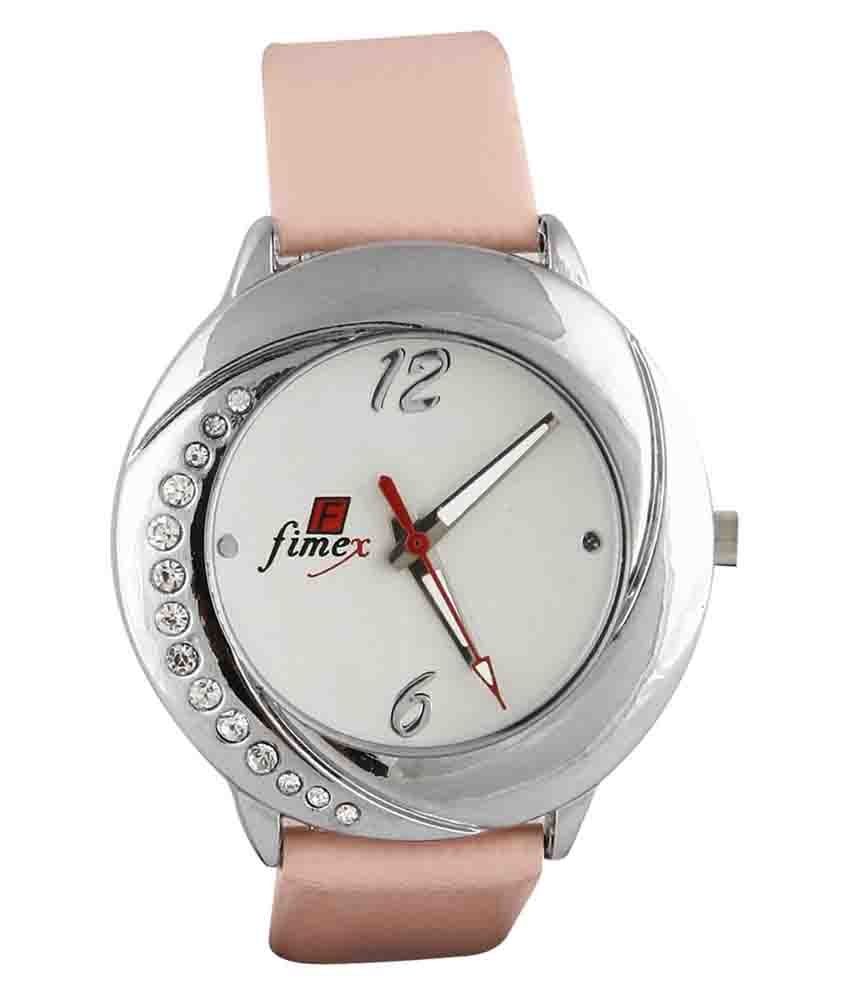 Femix White Leather Round Watch