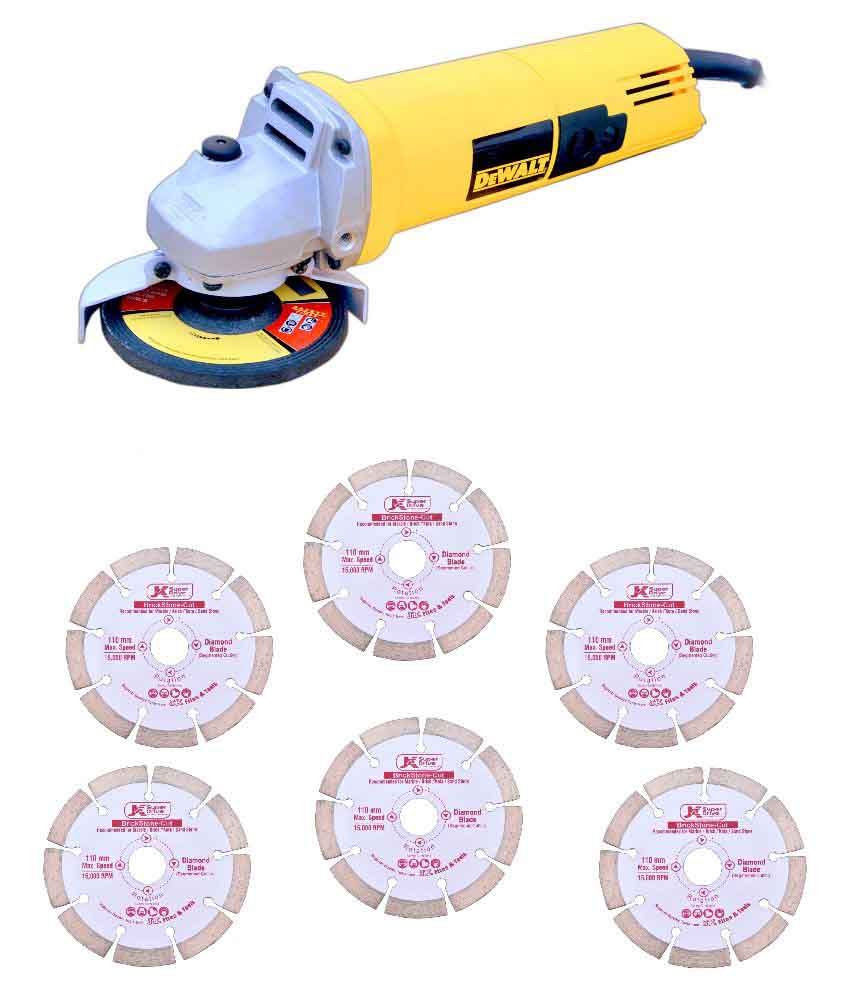 Dewalt Dw810 Yellow Angle Grinder With 10 Pieces 4 Inch Diamond Saw Blades available at snapdeal for Rs.4009