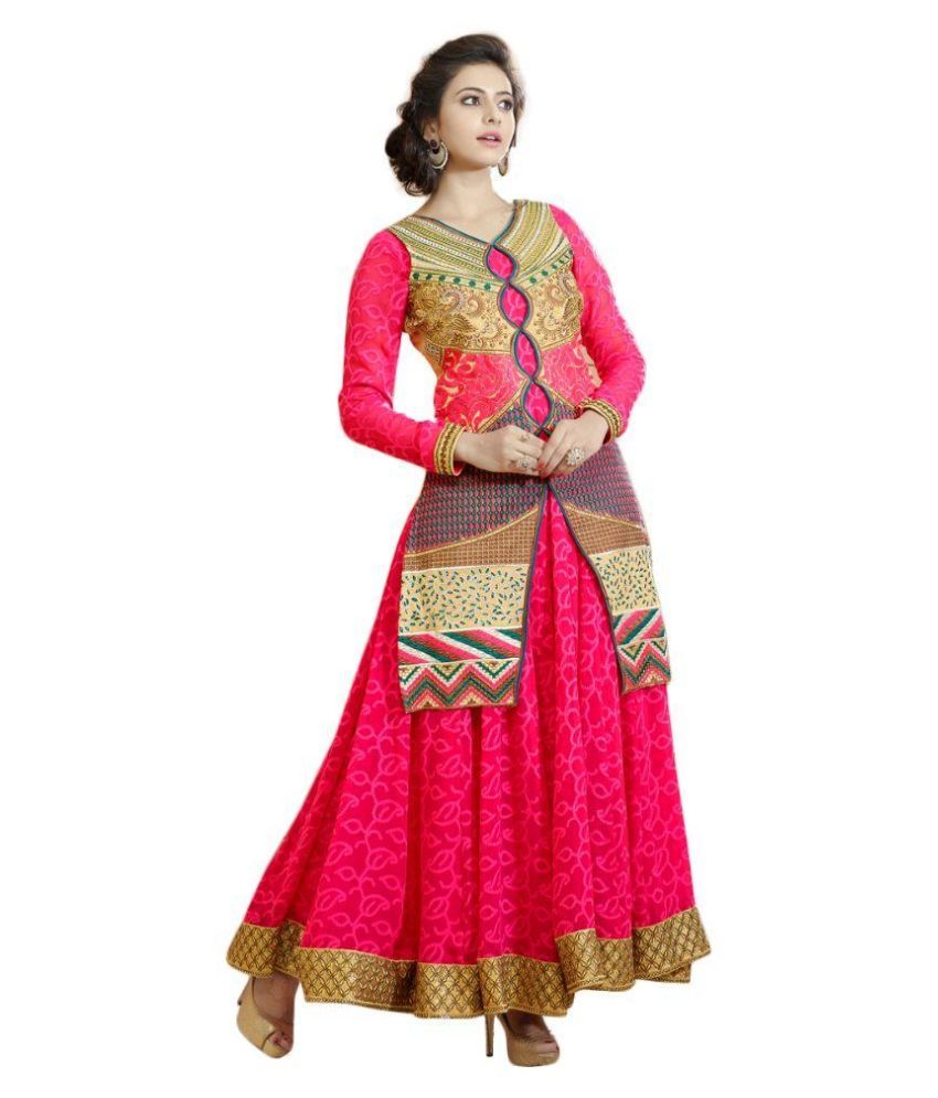 EMBROIDERED ANARKALI DRESS MATERIAL price at Flipkart