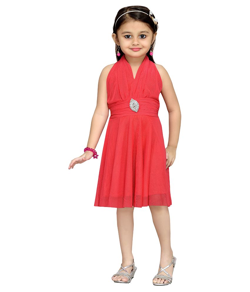 Aarika Girl's Peach Party Wear Dress available at snapdeal for Rs.639