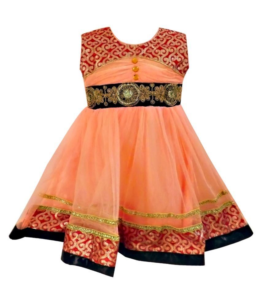 Fashionitz Orange Net Anarkali Salwar Suit available at snapdeal for Rs.308