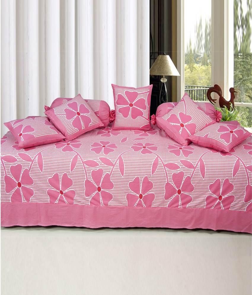 Singhs Villas Decor Single Cotton Floral Diwan Set available at snapdeal for Rs.549