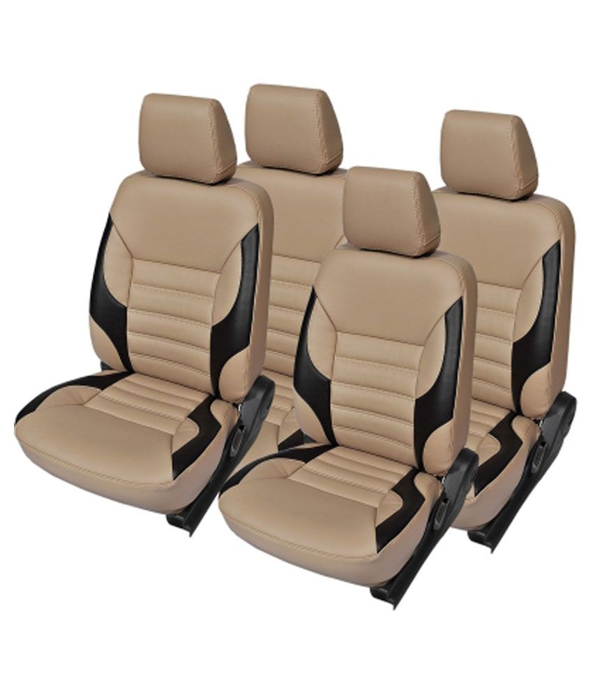 Elaxa Beige Leatherite Car Seat Covers For Hyundai Santro