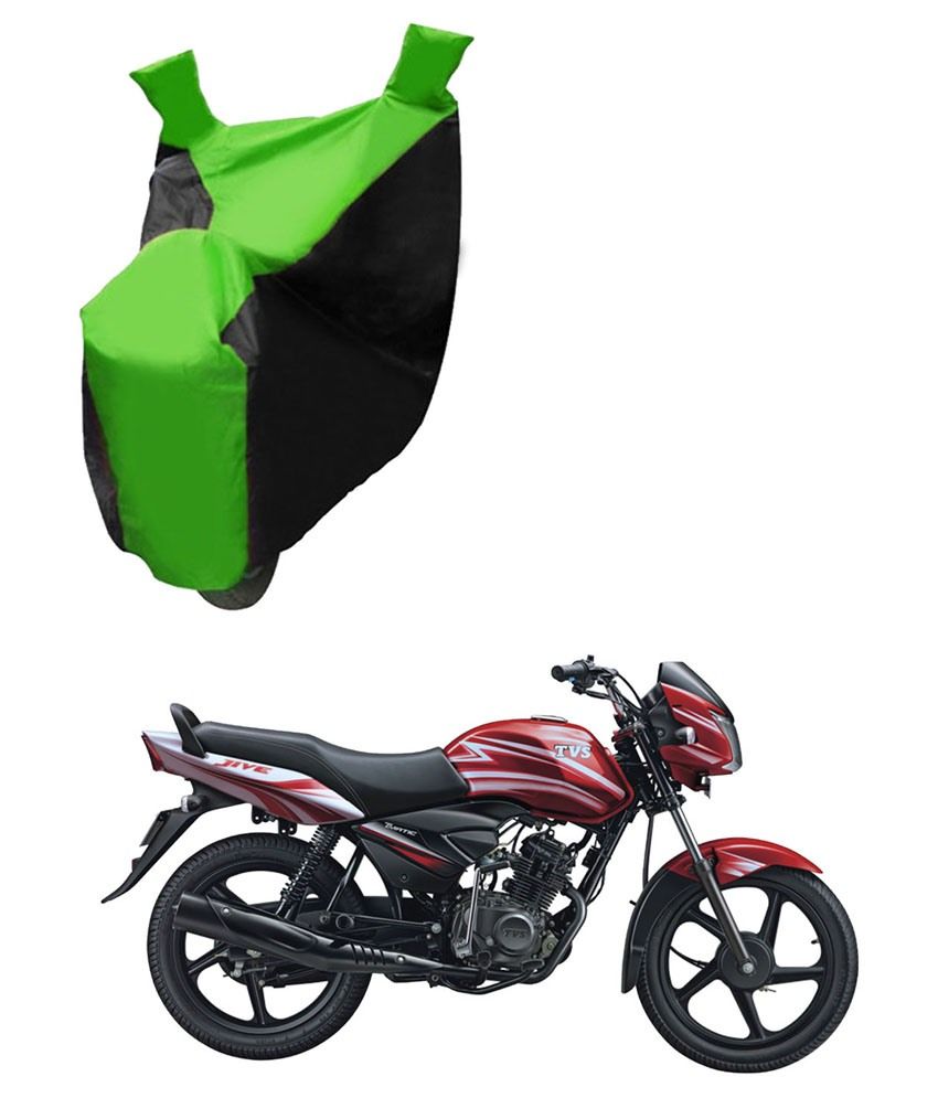 Allure Auto Bike Body Cover For Tvs Jive-black & Green