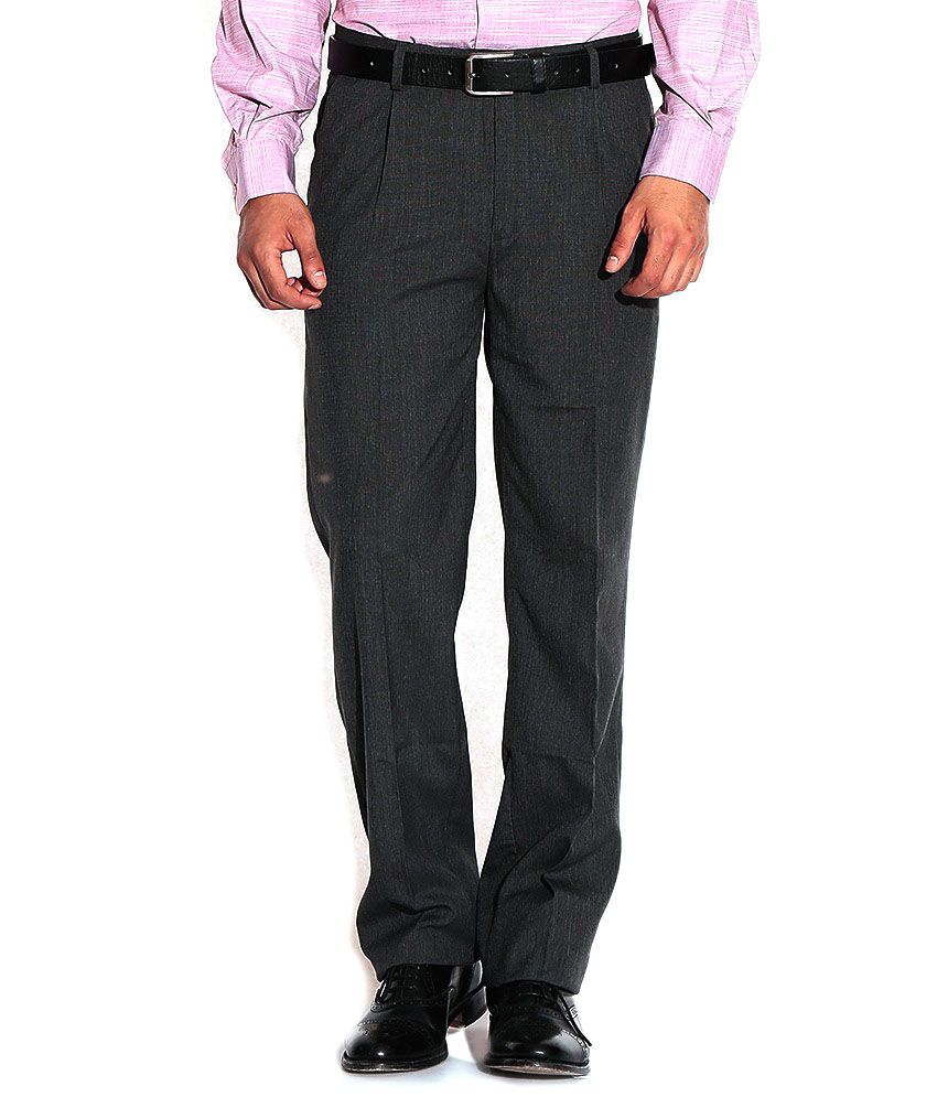 Librazo Black Slim Fit Formal Flat Trouser available at snapdeal for Rs.349