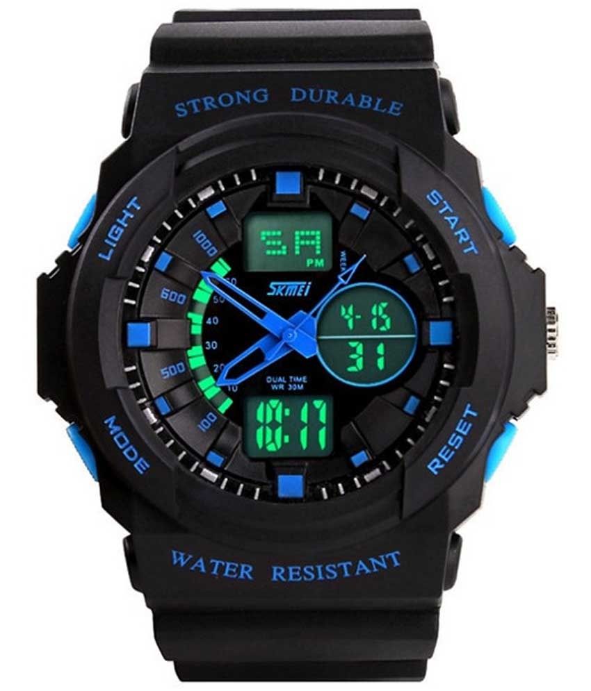 Skmei Black Rubber Analog Digital Watch Price In India Buy Skmei Black 