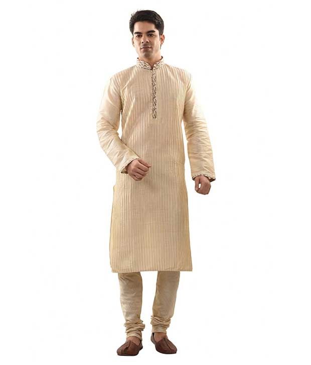Sanwara Beige Festive Silk Long Kurta Pyjama Set available at snapdeal for Rs.1799