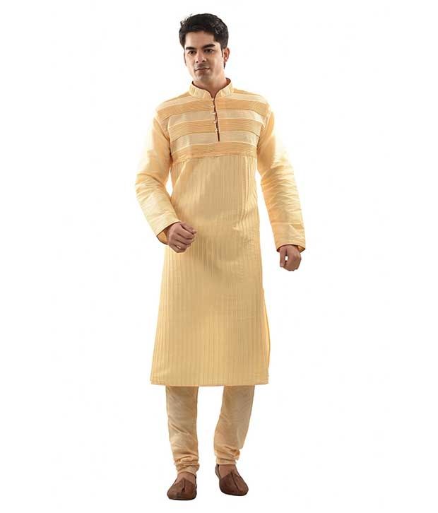 Sanwara Beige Festive Silk Long Kurta Pyjama Set available at snapdeal for Rs.2099