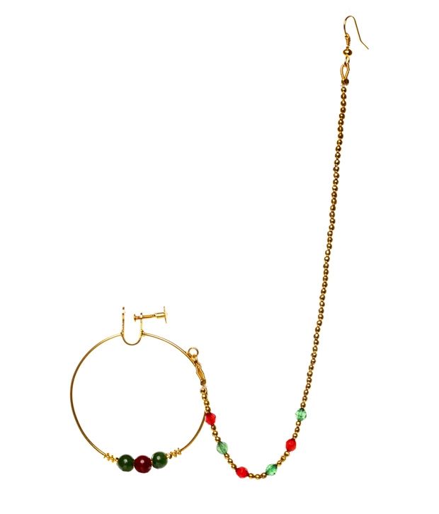 U Shine Jewels Multicolor Brass Gold Plated Bridal Nath Nose Ring available at snapdeal for Rs.296