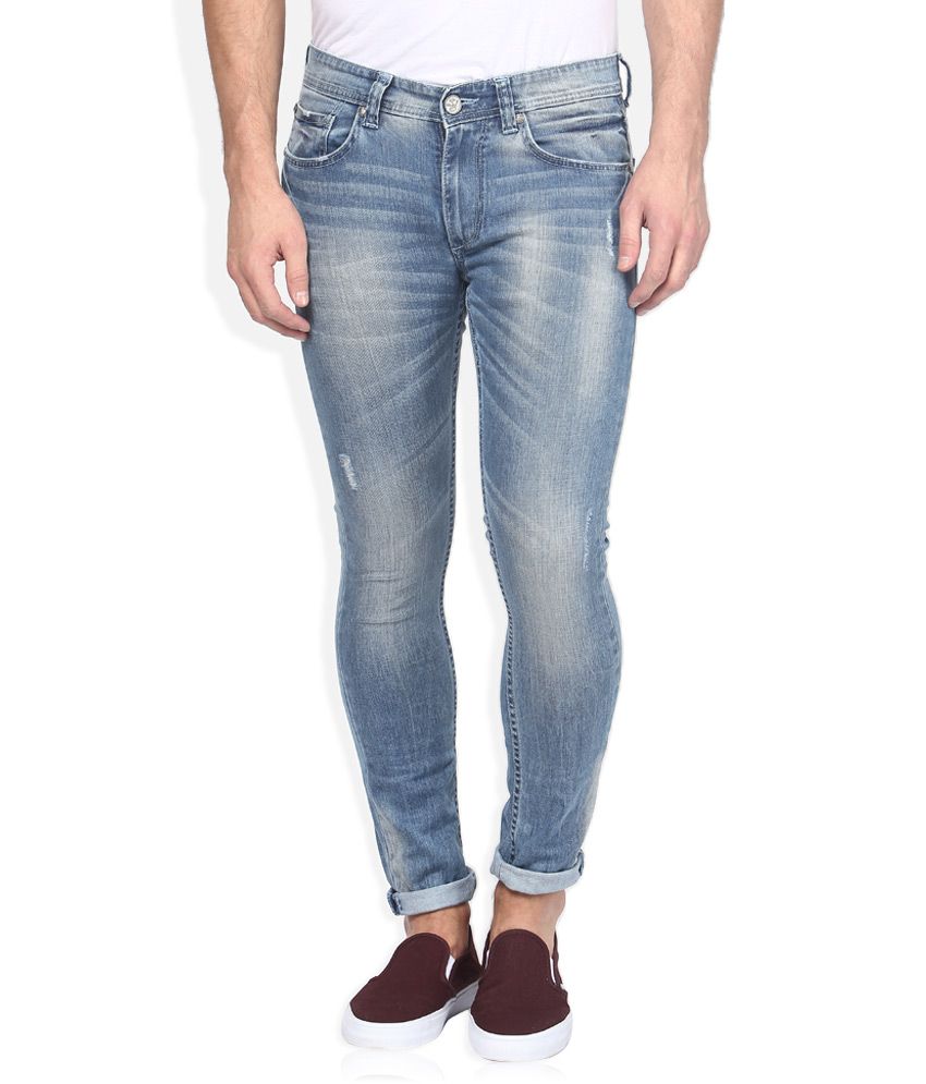 skinny fit blue jeans